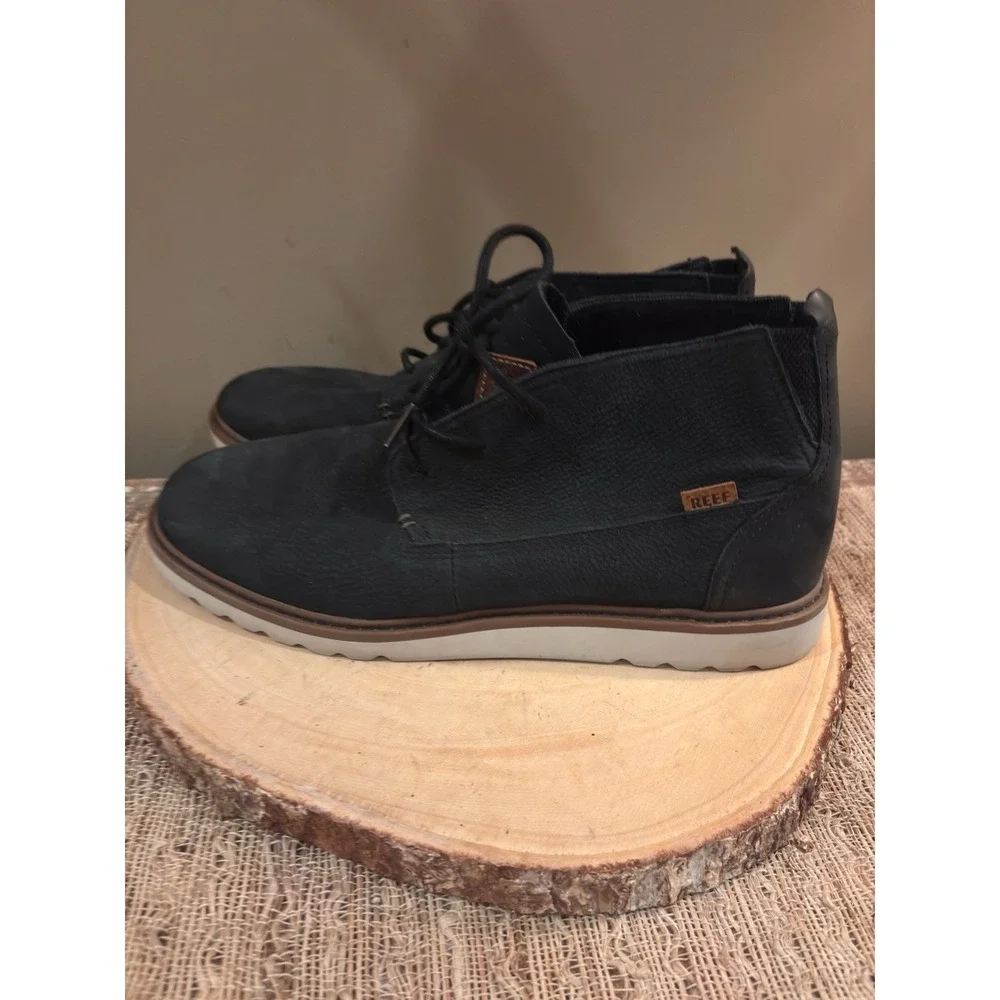 Reef Voyage Chukka Boot Men's Sz 12  US Black Leather‎ Casual Comfort